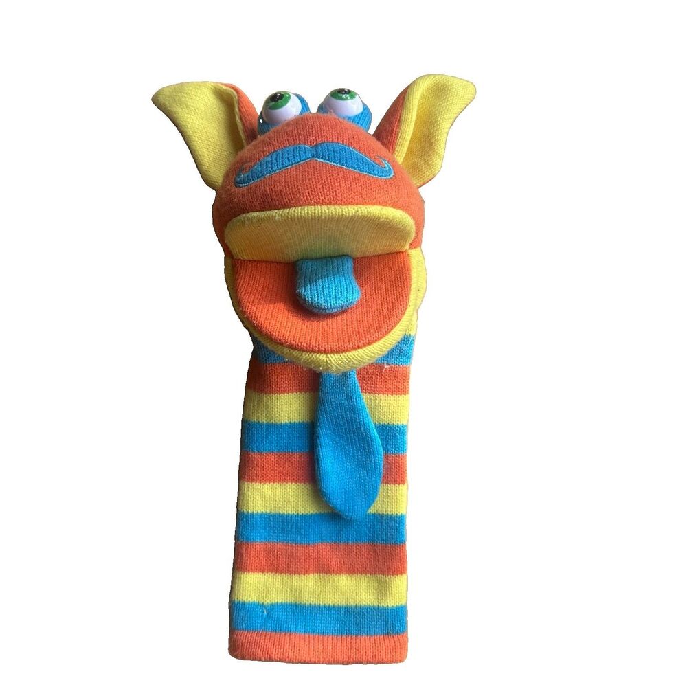 The Puppet Company Mango Sockette Monster Hand Puppet Squeaker 16” Striped